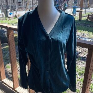 White Stag Teal Embroidered Cardigan